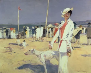 Frau am Meer (Elegante am Meeresufer)